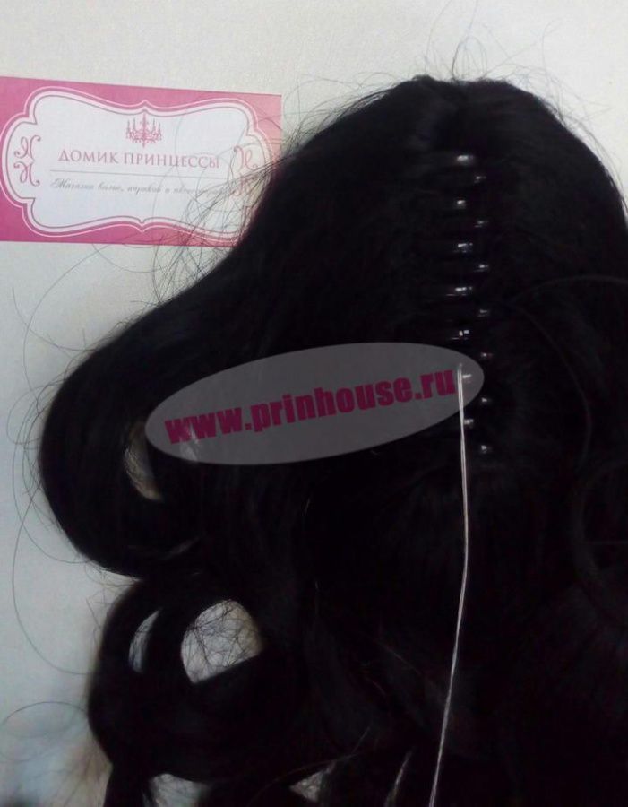 Фото Хвост на крабе из искусственных волос термо цвет 1 - магазин  "Домик Принцессы"
