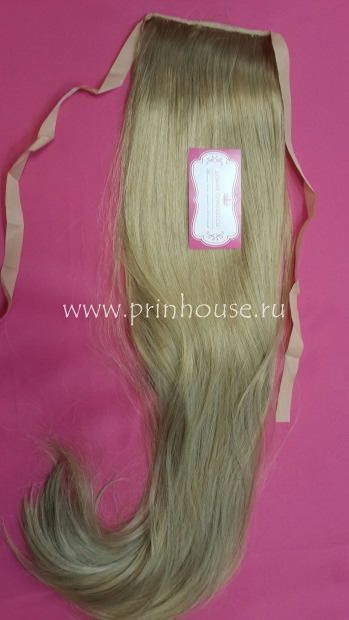 Фото Накладной искусственный хвост на ленте 65 см Цвет 24 бежевый блондин - магазин  "Домик Принцессы"