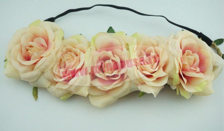 Фото Ободок резинка из пышных больших белых роз - магазин  "Домик Принцессы"