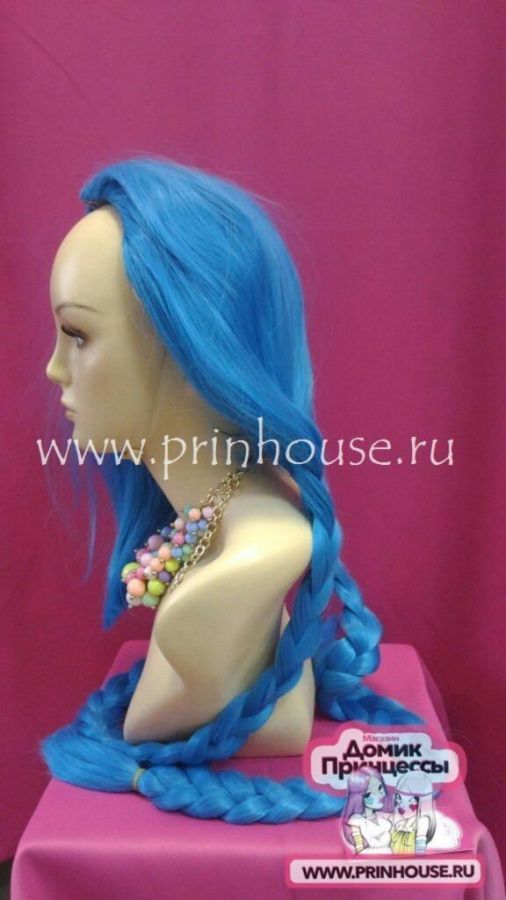 Фото Парик супер длинный искусственный косплей голубые косички 130 сантиметров - магазин  "Домик Принцессы"