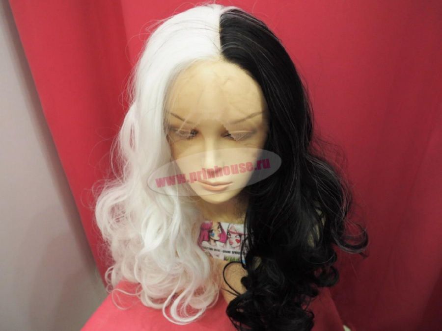 Фото Парик из искусственных волос на сетке локоны черно-белый - магазин  "Домик Принцессы"