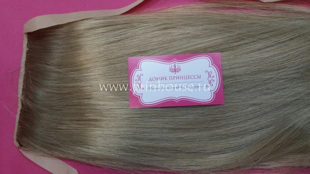 Фото Накладной искусственный хвост на ленте 65 см Цвет 24 бежевый блондин - магазин  "Домик Принцессы"