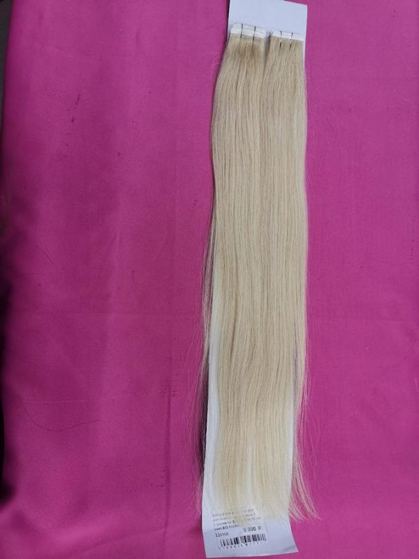Фото Натуральные волосы для ленточного наращивания 5 стрипов по 30 см длина 55 см цвет 60a - магазин  "Домик Принцессы"