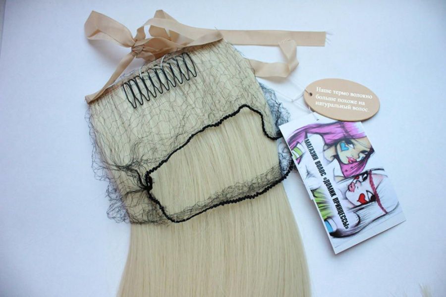 Фото Хвост на ленте термо арт.Stella цвет 613 классический блонд - магазин  "Домик Принцессы"