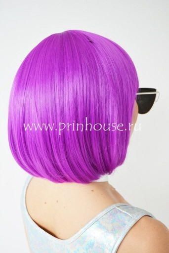 Фото Парик ярко-фиолетовое каре с челкой - магазин  "Домик Принцессы"
