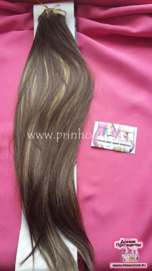 Фото Волосы на заколках искусственные 8 лент термо цвет 8Н124 длина 60 см - магазин  "Домик Принцессы"