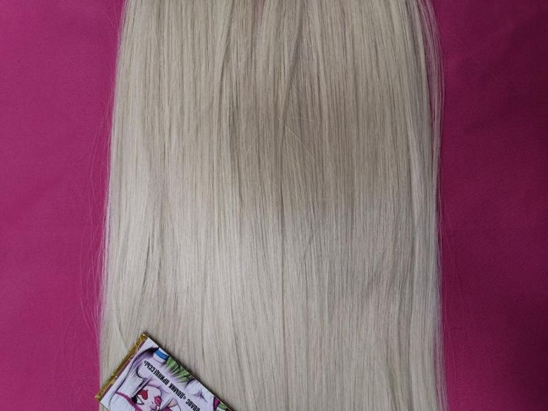 Фото Волосы прямые на леске искусственные цвет 613 блонд - магазин  "Домик Принцессы"