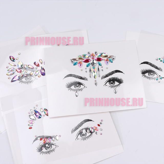 Фото Украшения стразы кристаллы на лицо (разные дизайны на выбор) - магазин  "Домик Принцессы"