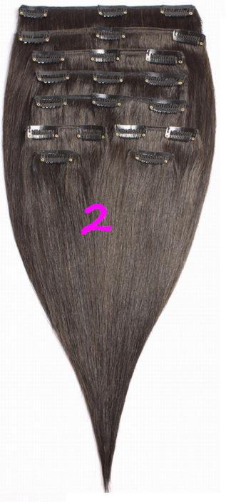 Фото Волосы на заколках натуральные Макси-комплект №2 темный шоколад люкс 180 грамм 50см - магазин  "Домик Принцессы"