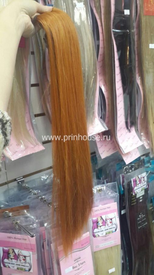 Фото Хвост на ленте термо ярко рыжий цвет 130АО - магазин  "Домик Принцессы"