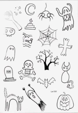 Фото Татуировка временная на тело светящаяся фосфорная с изображением призраков, паутины, дерева,тыквы на Halloween - магазин  "Домик Принцессы"