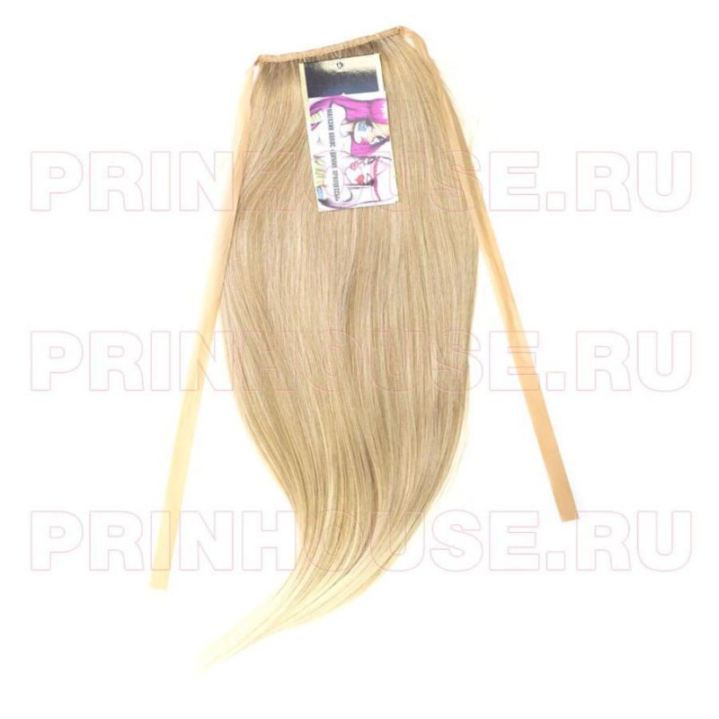 Фото Накладной хвост искусственный на лентах 50см цвет 15ВТО613О теплый блонд с осветленными концами - магазин  "Домик Принцессы"