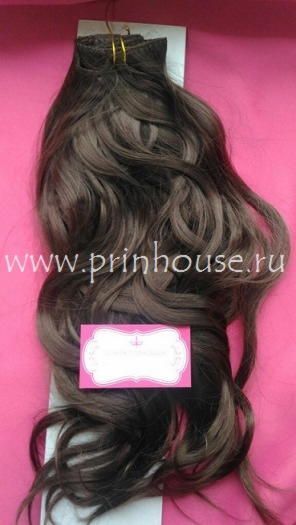 Фото Волосы на заколках искусственные локоны 45см цвет 9 шатенка - магазин  "Домик Принцессы"