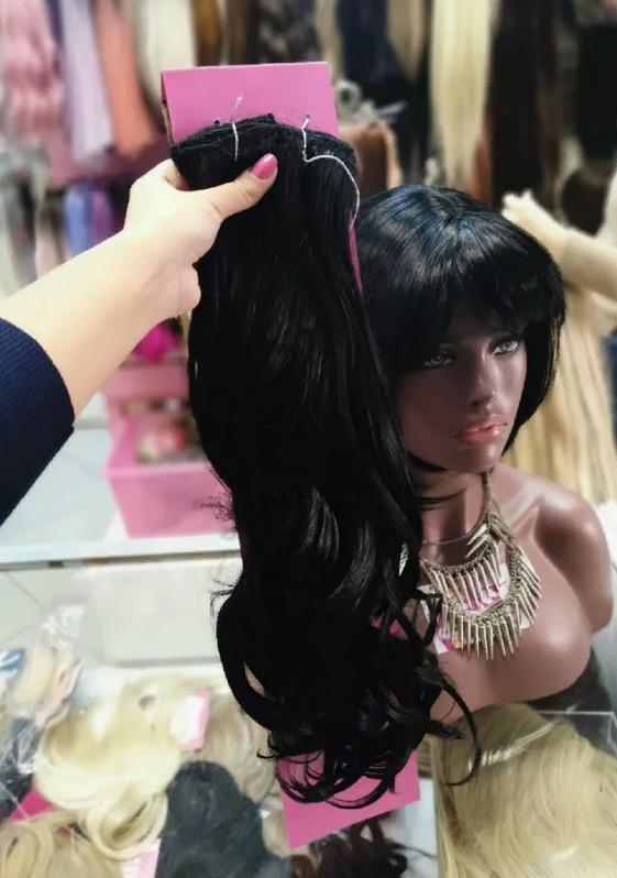 Фото Волосы на заколках локоны матовые биопротеиновые 220г цвет 1O черный - магазин  "Домик Принцессы"