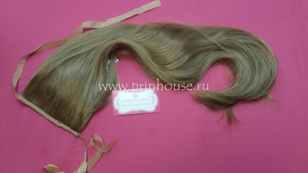 Фото Накладной искусственный хвост на ленте 65 см Цвет 16 русый блонд - магазин  "Домик Принцессы"